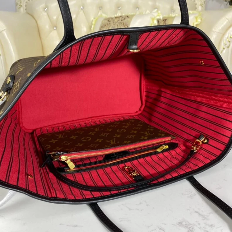 Replica bags 31 x 28 x Louis Vuitton Monogram Neverfull MM Black Red