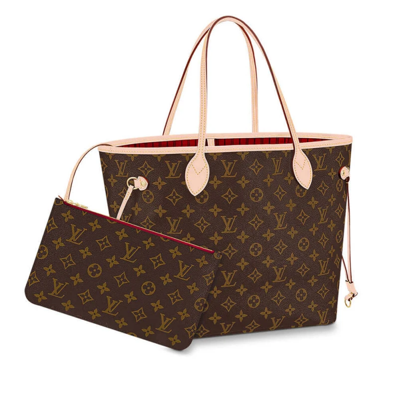 Flat, tex Louis Vuitton Monogram Neverfull MM Cherry