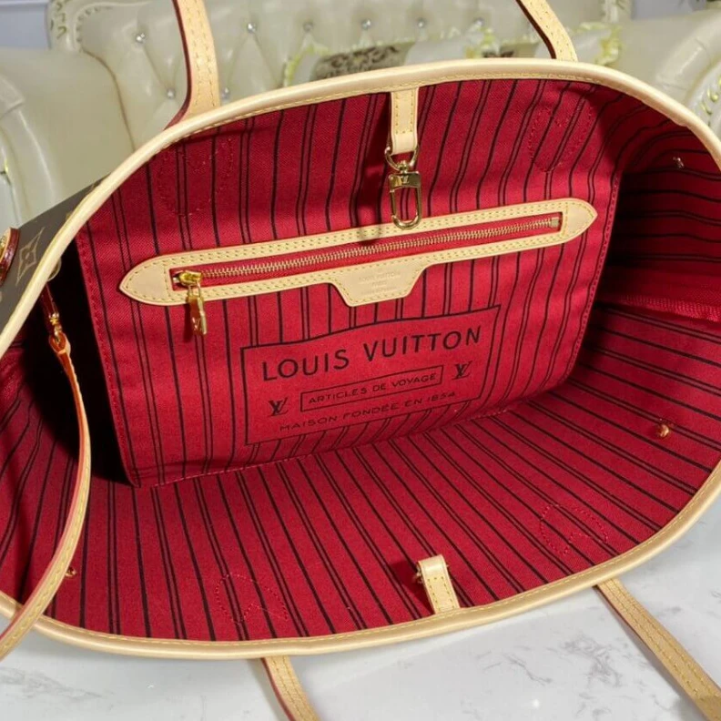 Top lv Flat, tex Louis Vuitton Monogram Neverfull MM Cherry