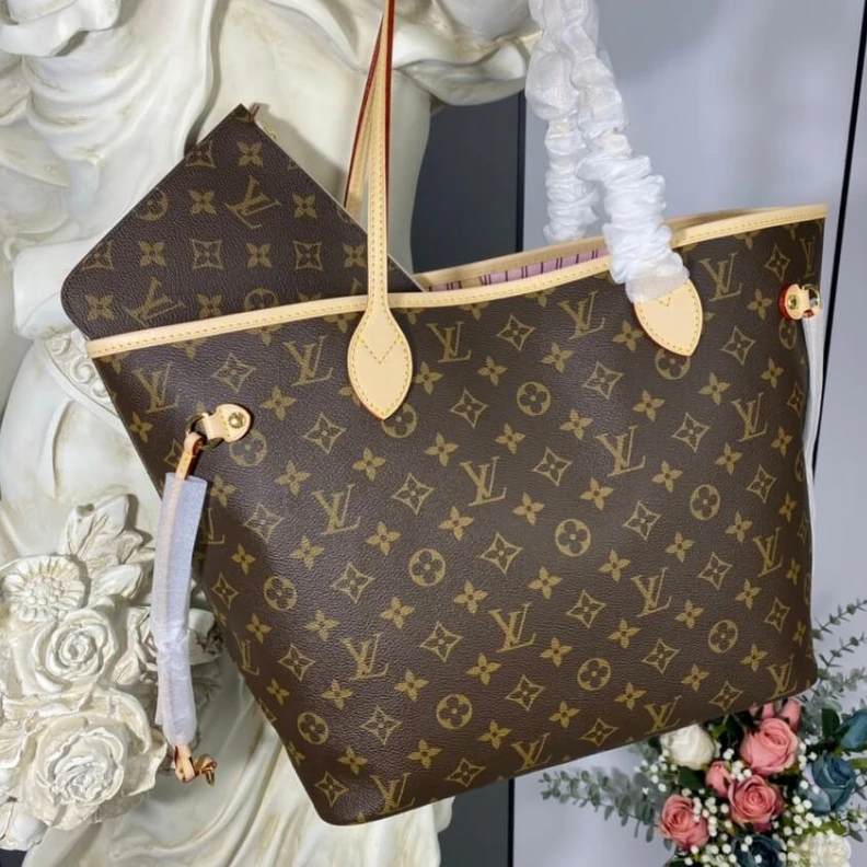 Mythick Removable Louis Vuitton Monogram Neverfull MM Pink