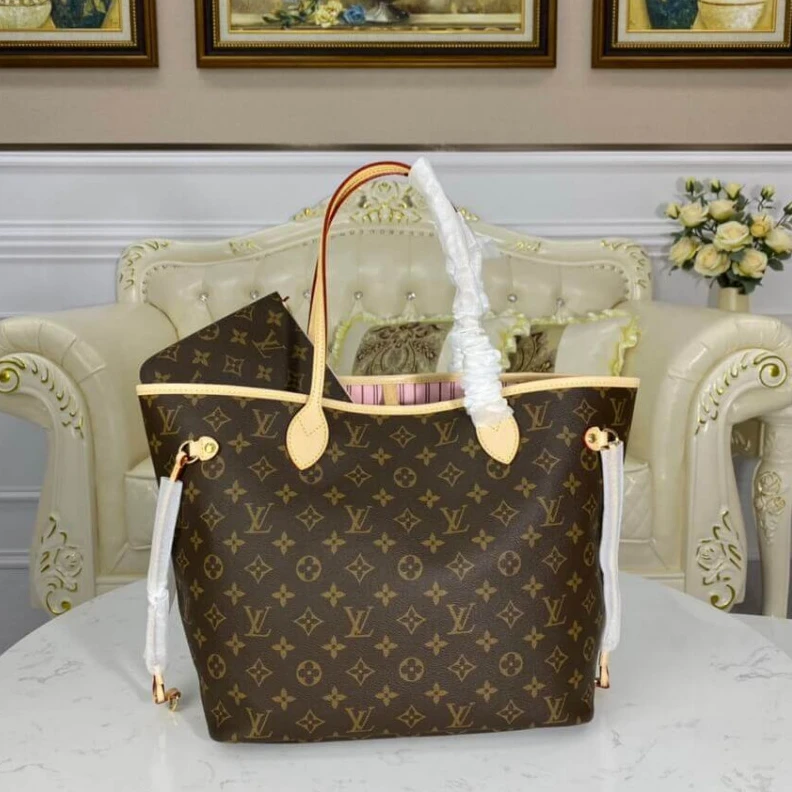 Mythick Removable Louis Vuitton Monogram Neverfull MM Pink
