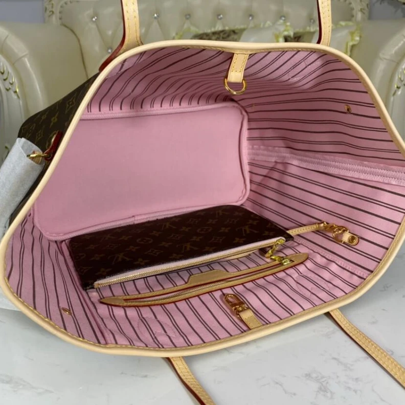 Mythick Removable Louis Vuitton Monogram Neverfull MM Pink