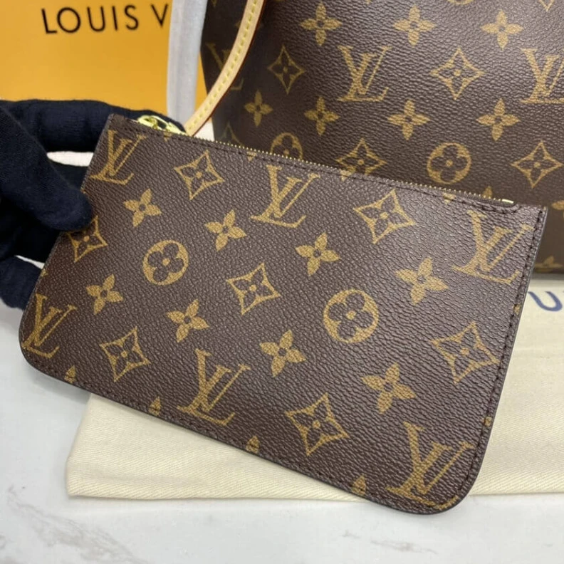 Mythick ru Flat, tex Louis Vuitton Monogram Neverfull PM Beige