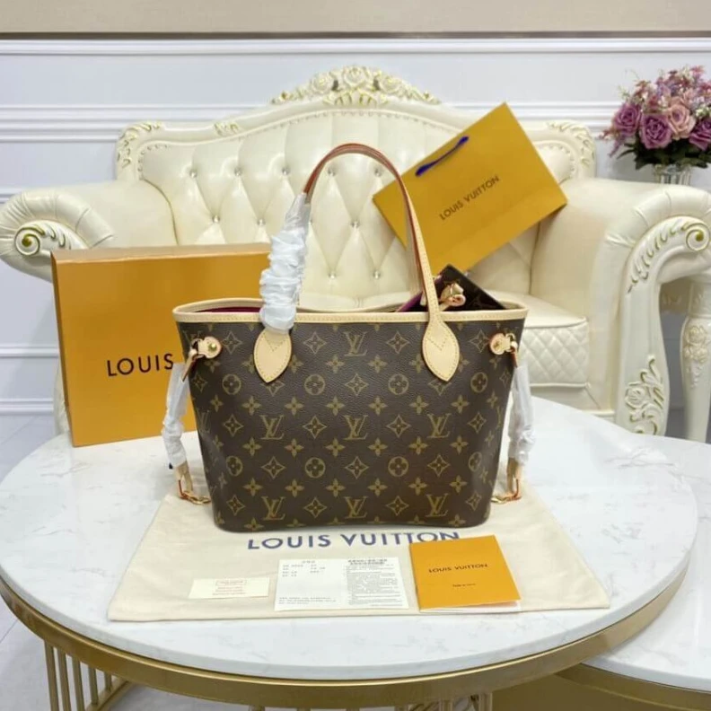 Mythick ru Goldcolor Louis Vuitton Monogram Neverfull PM Fuchsia