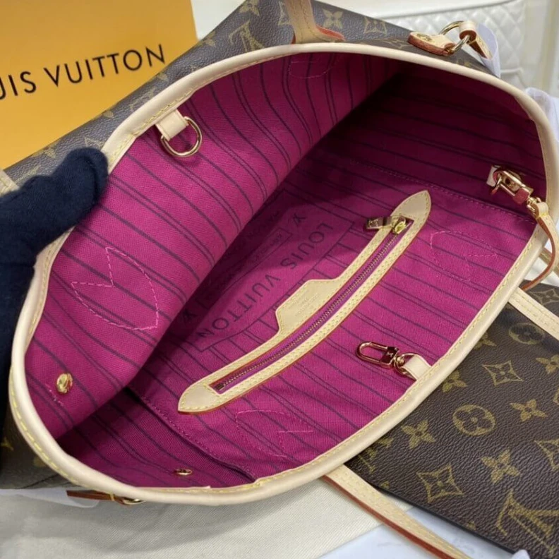 Mythick ru Goldcolor Louis Vuitton Monogram Neverfull PM Fuchsia