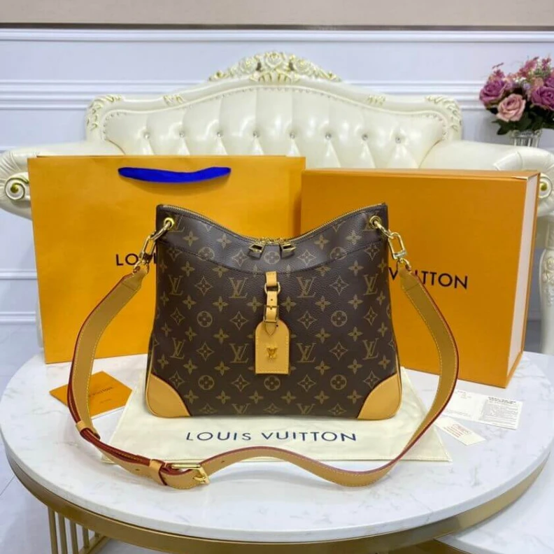 Top lv 2 leather Louis Vuitton Monogram Odeon MM Natural