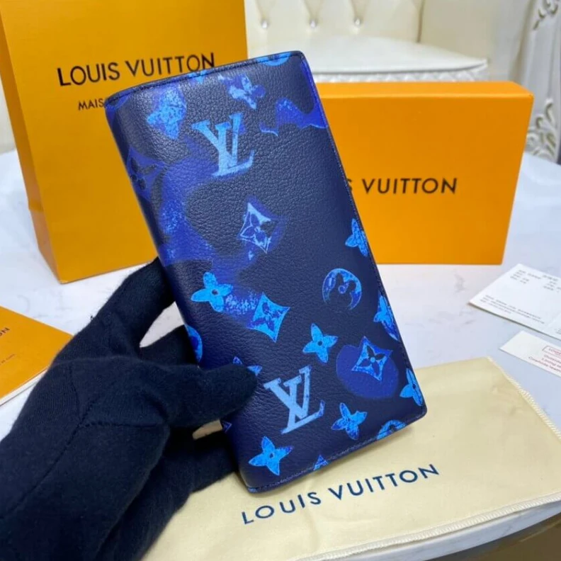 Lv belts replica 4 inside Louis Vuitton Monogram Pattern Brazza Wallet Blue