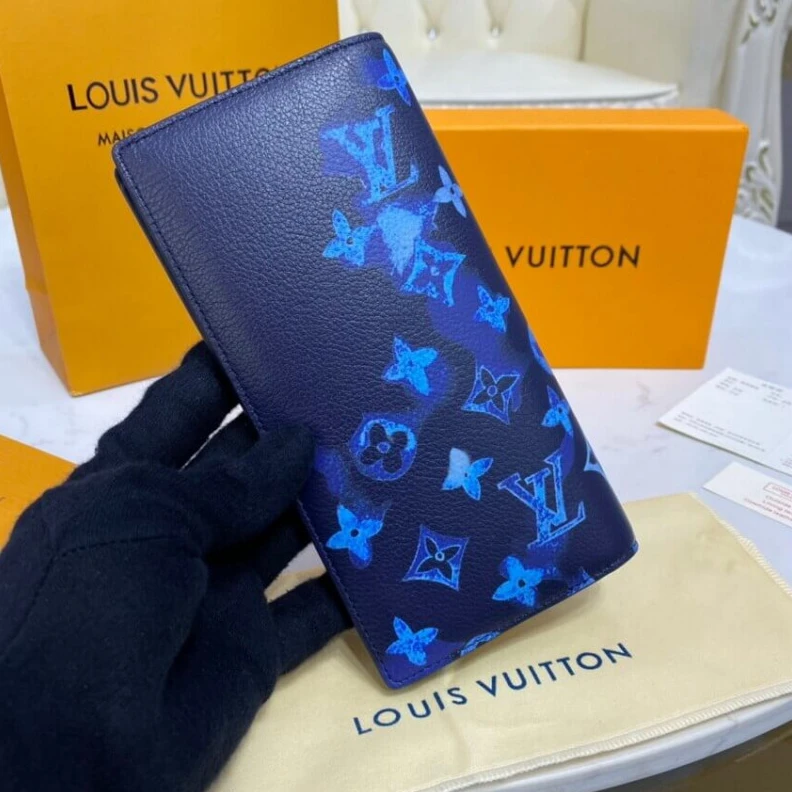 Lv belts replica 4 inside Louis Vuitton Monogram Pattern Brazza Wallet Blue