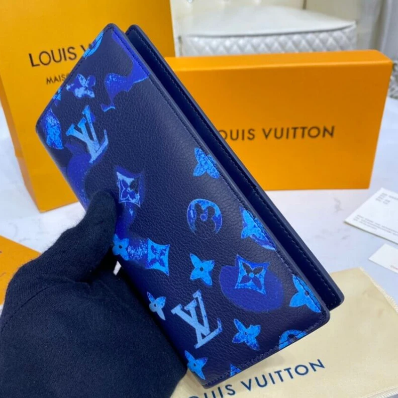 Lv belts replica 4 inside Louis Vuitton Monogram Pattern Brazza Wallet Blue