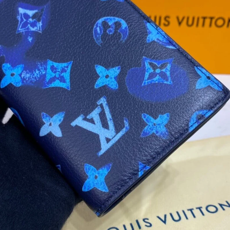 Lv belts replica 4 inside Louis Vuitton Monogram Pattern Brazza Wallet Blue