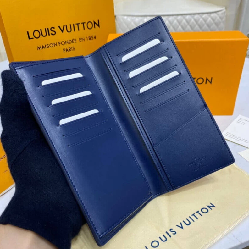 Lv belts replica 4 inside Louis Vuitton Monogram Pattern Brazza Wallet Blue
