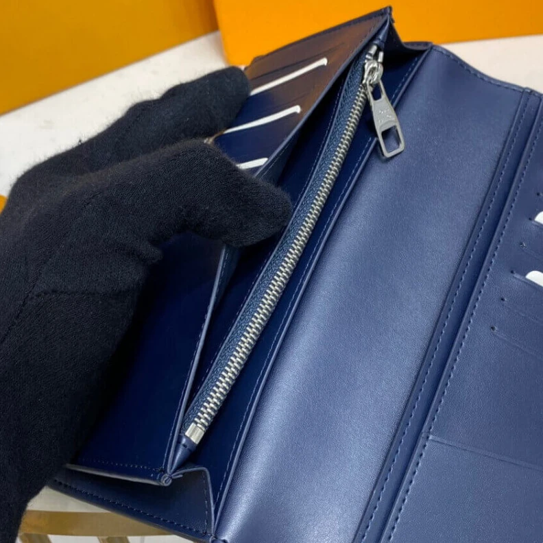 Lv belts replica 4 inside Louis Vuitton Monogram Pattern Brazza Wallet Blue