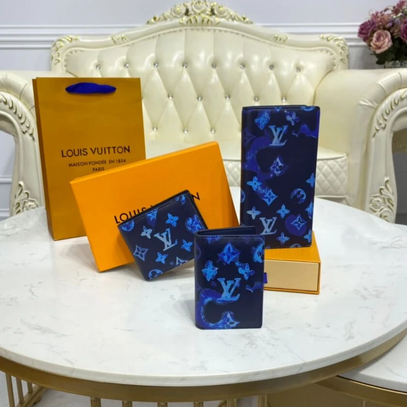 Lv belts replica 4 inside Louis Vuitton Monogram Pattern Brazza Wallet Blue
