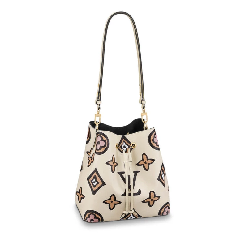 Zipped ce Louis Vuitton Monogram Pattern Néonoé MM Cream