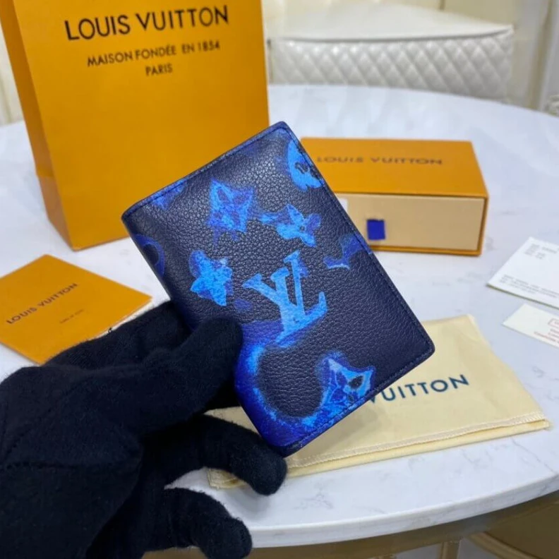 Replica bag Cowhide l Louis Vuitton Monogram Pattern Pocket Organizer Blue