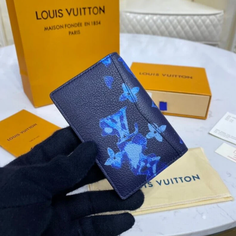 Replica bag Cowhide l Louis Vuitton Monogram Pattern Pocket Organizer Blue