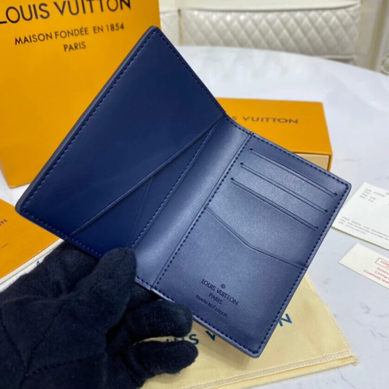 Replica bag Cowhide l Louis Vuitton Monogram Pattern Pocket Organizer Blue