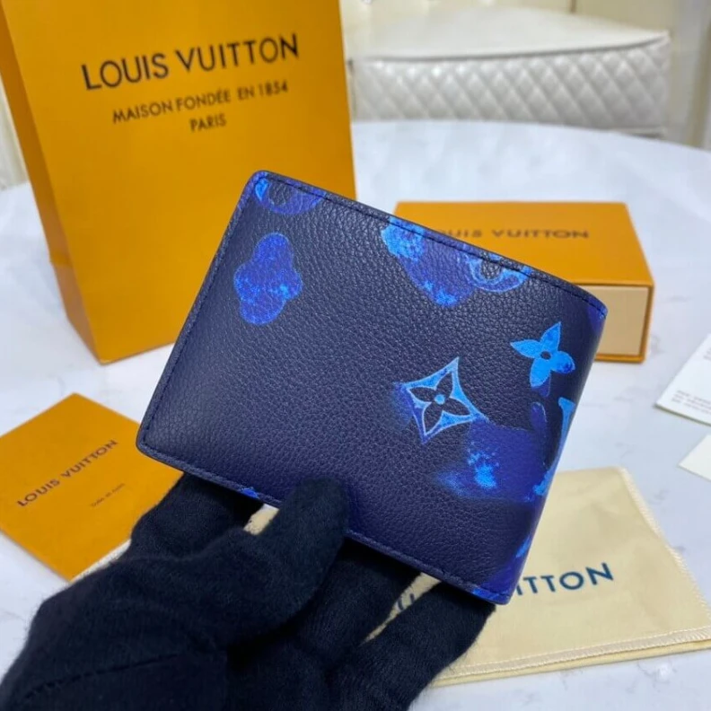 Mythick ru Bill comp Louis Vuitton Monogram Pattern Slender Wallet Blue