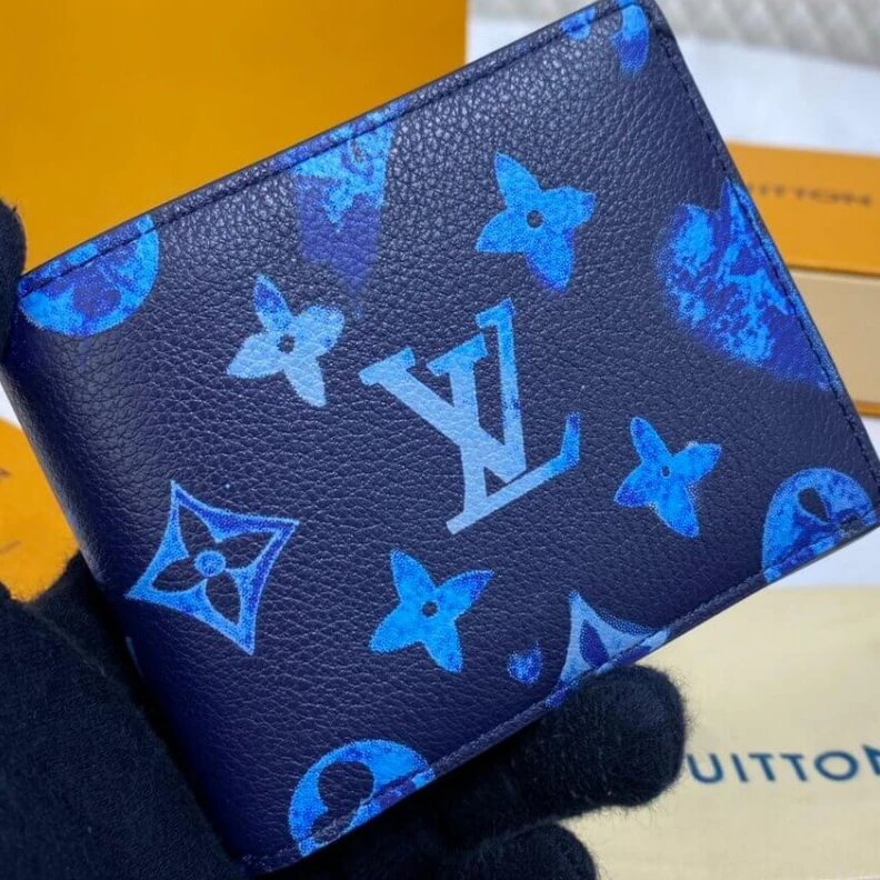 Mythick ru Bill comp Louis Vuitton Monogram Pattern Slender Wallet Blue