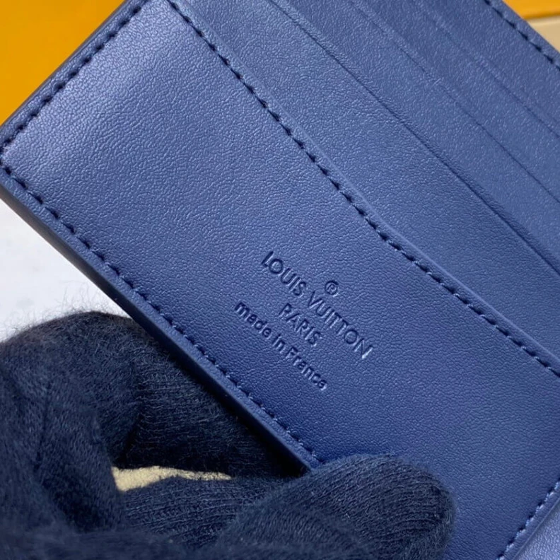 Mythick ru Bill comp Louis Vuitton Monogram Pattern Slender Wallet Blue
