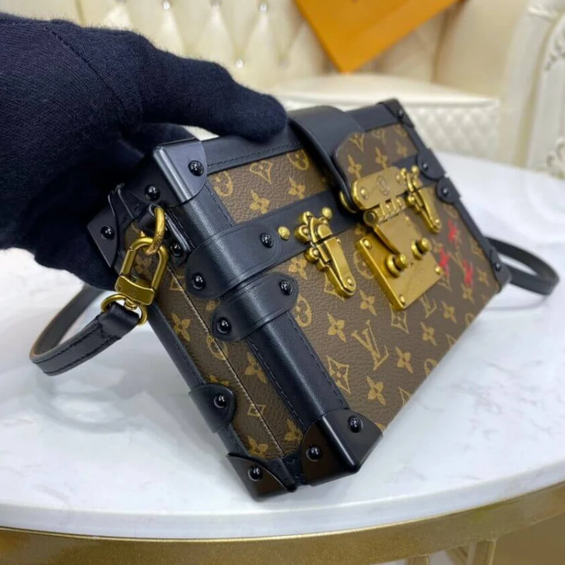 Replica bags lv Sheepskin Louis Vuitton Monogram Petite Malle Antique Brass Hardware