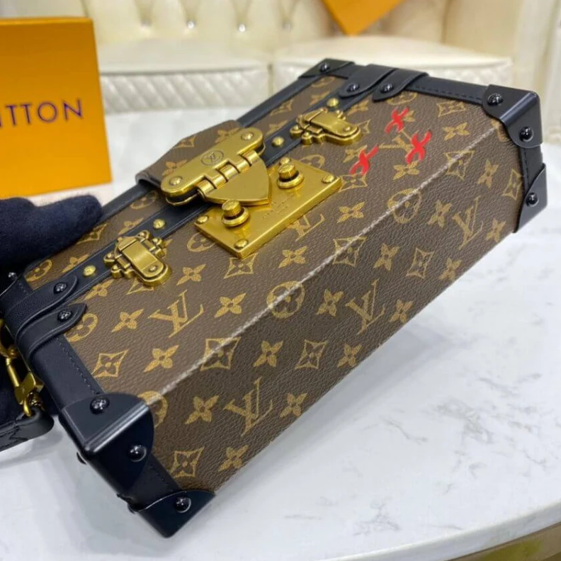 Replica bags lv Sheepskin Louis Vuitton Monogram Petite Malle Antique Brass Hardware