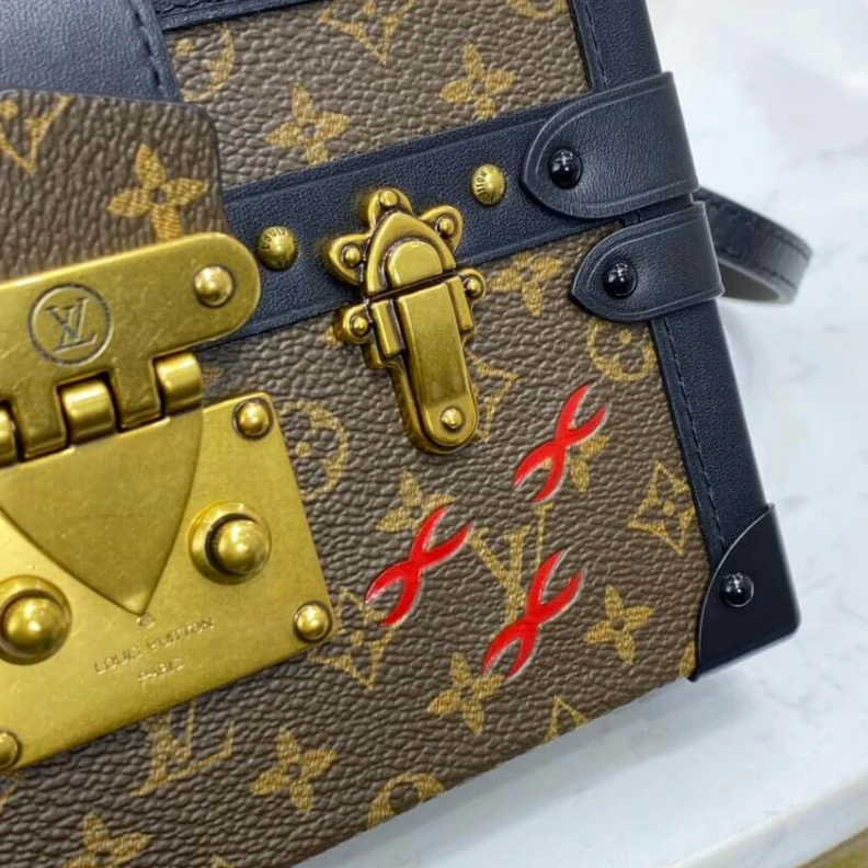 Replica bags lv Sheepskin Louis Vuitton Monogram Petite Malle Antique Brass Hardware