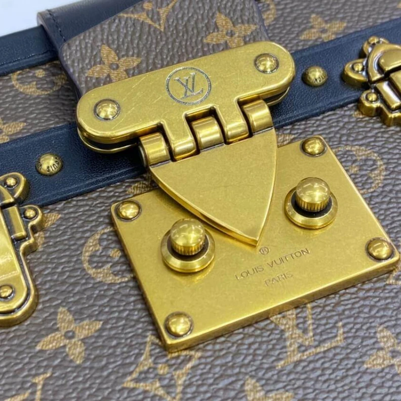 Replica bags lv Sheepskin Louis Vuitton Monogram Petite Malle Antique Brass Hardware
