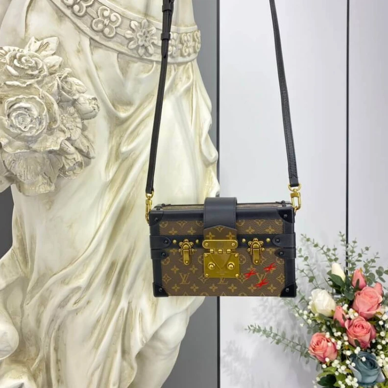 Replica bags lv Sheepskin Louis Vuitton Monogram Petite Malle Antique Brass Hardware