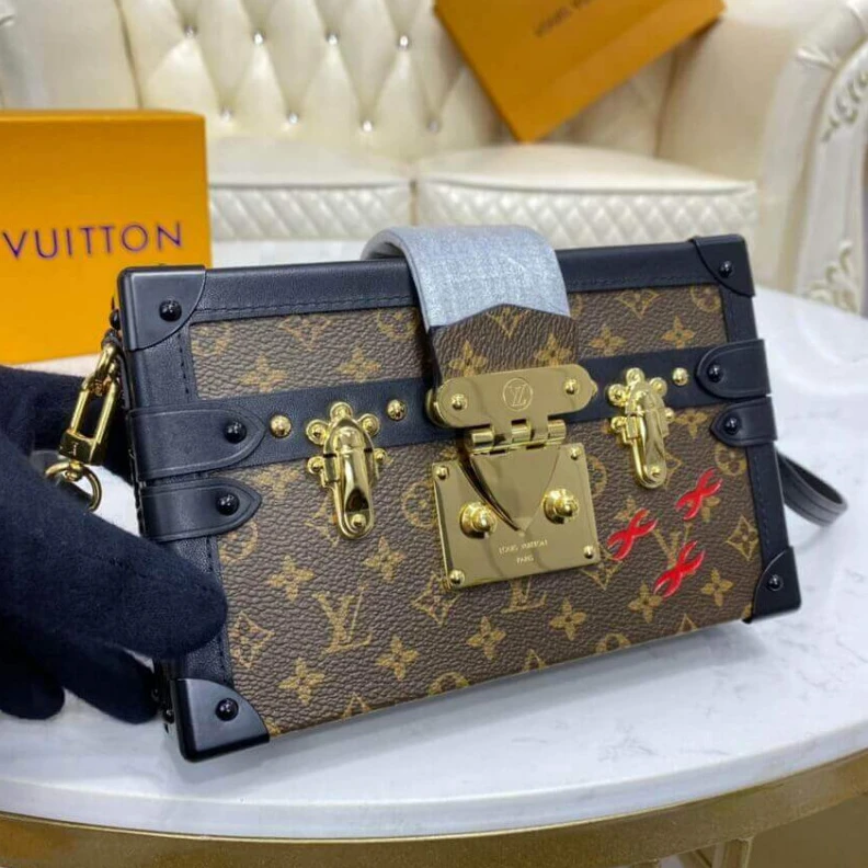 Replica bags lv Strap dro Louis Vuitton Monogram Petite Malle Gold Hardware