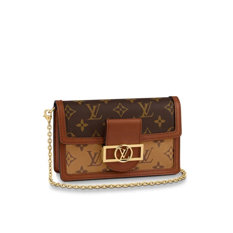 Combining LV Monogram Reverse Canvas Dauphine Chain Wallet