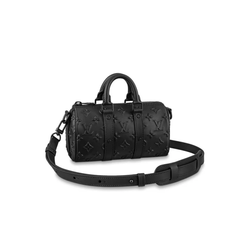 Strap: No Louis Vuitton Monogram Seal Cowhide Leather Keepall XS Black