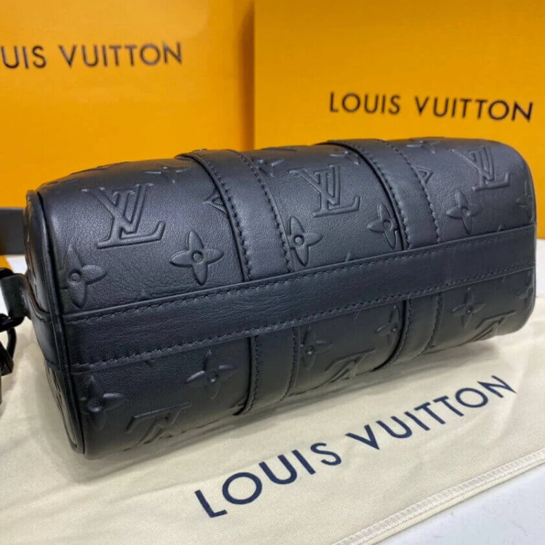 Strap: No Louis Vuitton Monogram Seal Cowhide Leather Keepall XS Black