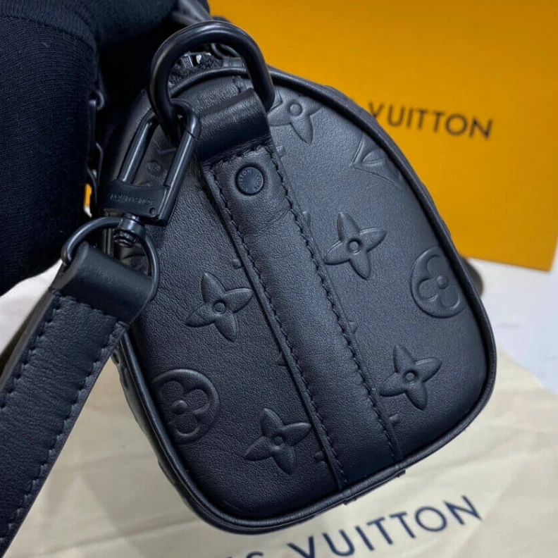 Strap: No Louis Vuitton Monogram Seal Cowhide Leather Keepall XS Black