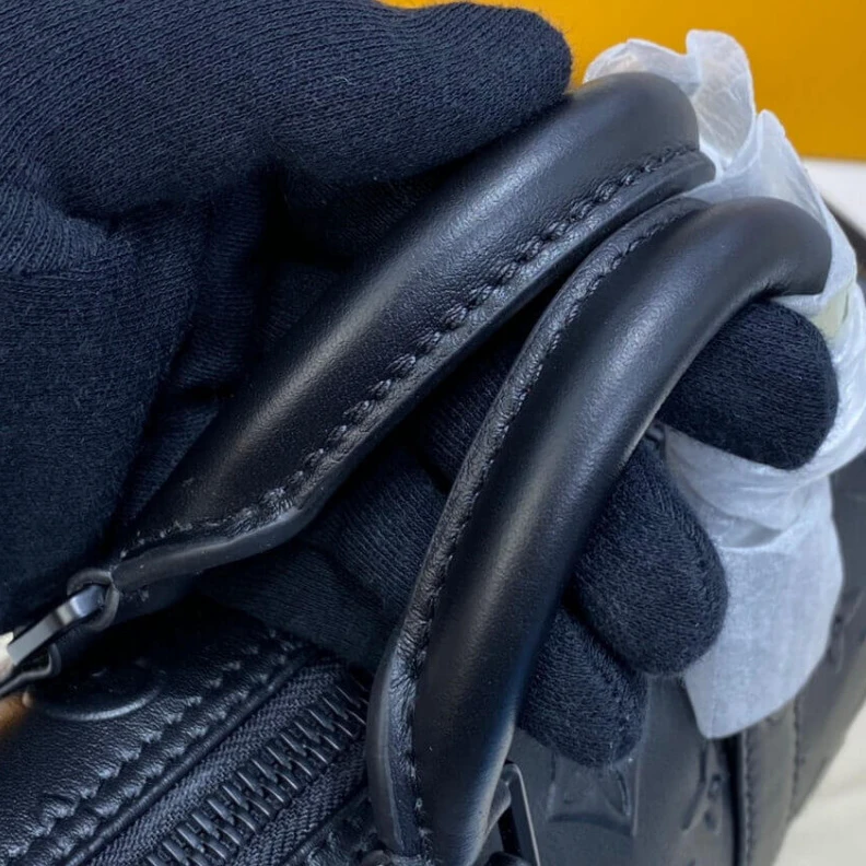 Strap: No Louis Vuitton Monogram Seal Cowhide Leather Keepall XS Black
