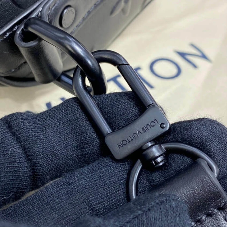 Strap: No Louis Vuitton Monogram Seal Cowhide Leather Keepall XS Black