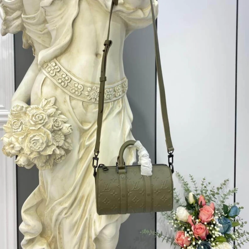 Replica bags Toneonton Louis Vuitton Monogram Seal Cowhide Leather Keepall XS Khaki