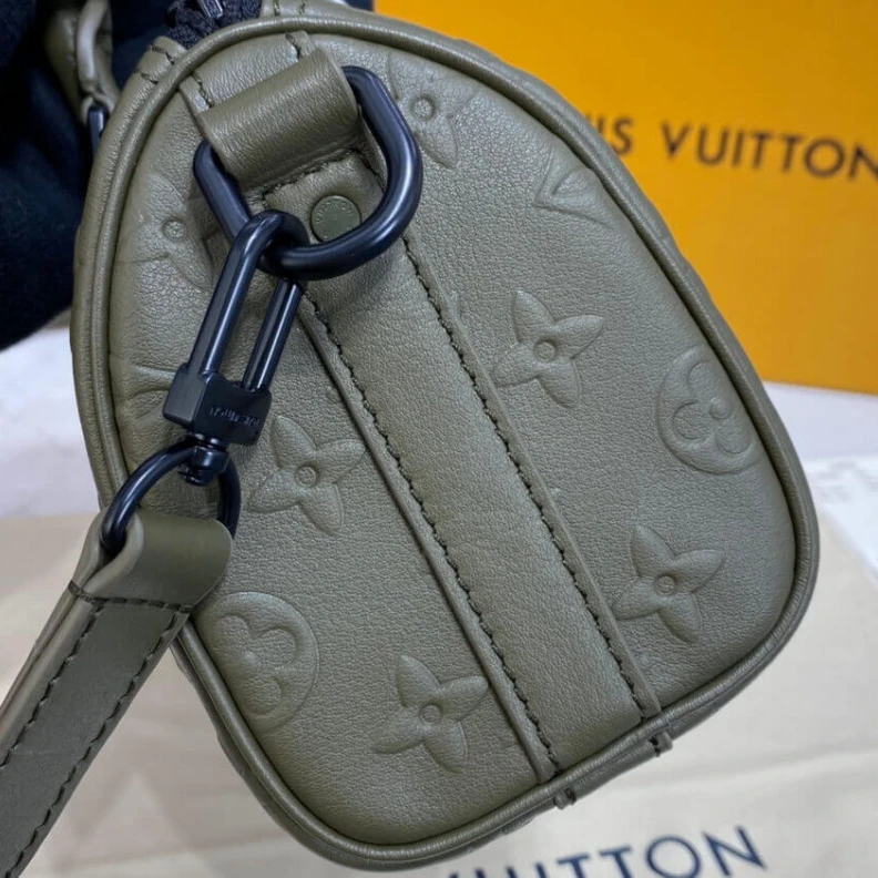 Replica bags Toneonton Louis Vuitton Monogram Seal Cowhide Leather Keepall XS Khaki