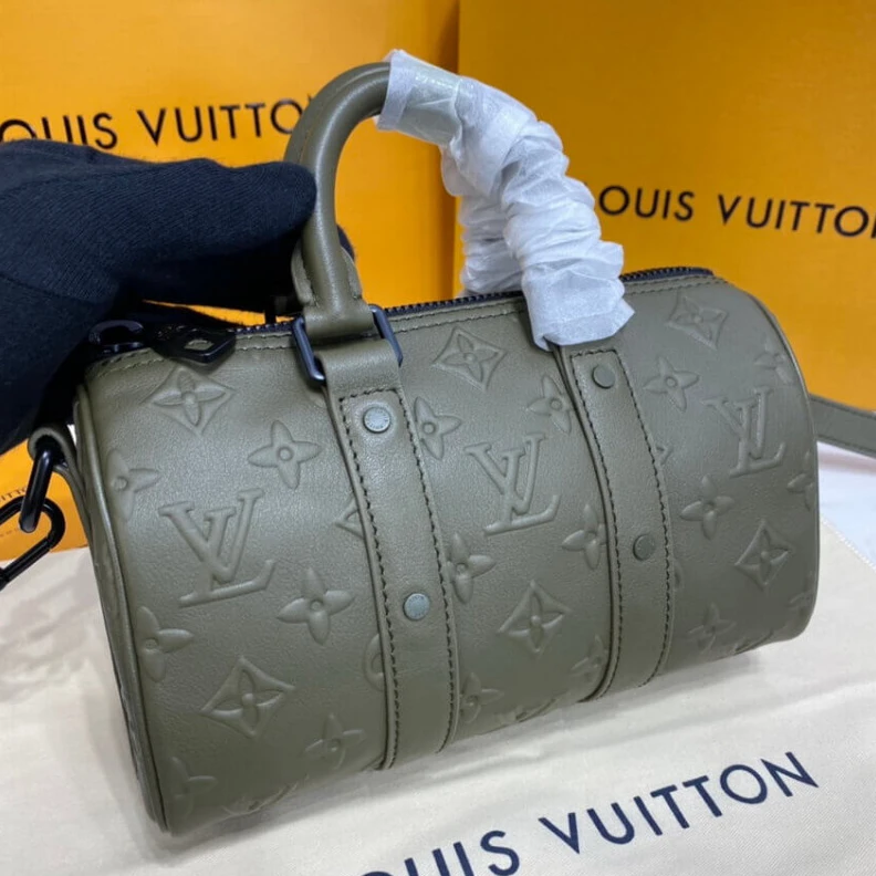 Replica bags Toneonton Louis Vuitton Monogram Seal Cowhide Leather Keepall XS Khaki