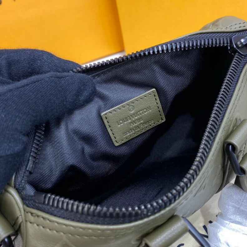 Replica bags Toneonton Louis Vuitton Monogram Seal Cowhide Leather Keepall XS Khaki