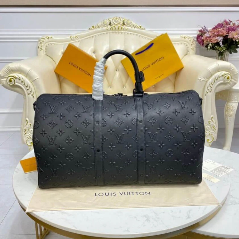 Replica bag Handle:Si Louis Vuitton Monogram Seal Keepall Bandoulière 50 Black