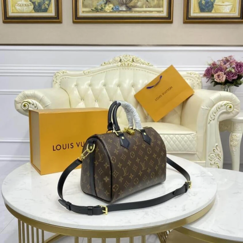 Louis vuitton locations Strap dro Louis Vuitton Monogram Speedy Bandouliere 25 Black