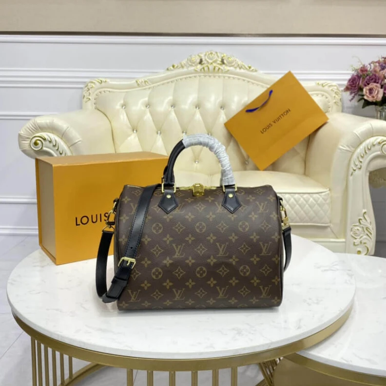 Textile l LV Monogram Speedy Bandouliere 30 Black