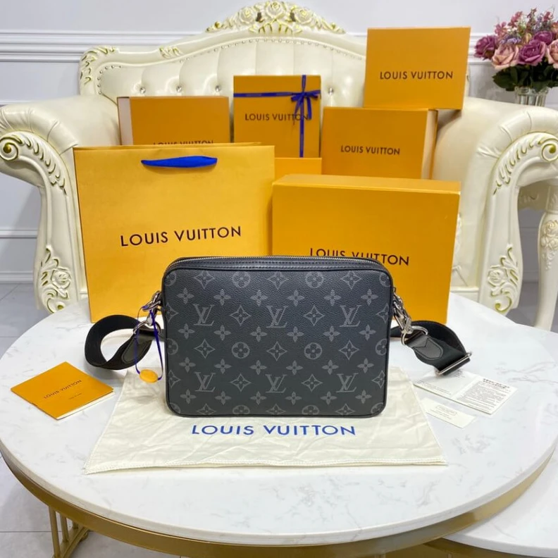 Replica bags Textile l Louis Vuitton Monogram Stripes Black Trio Messenger