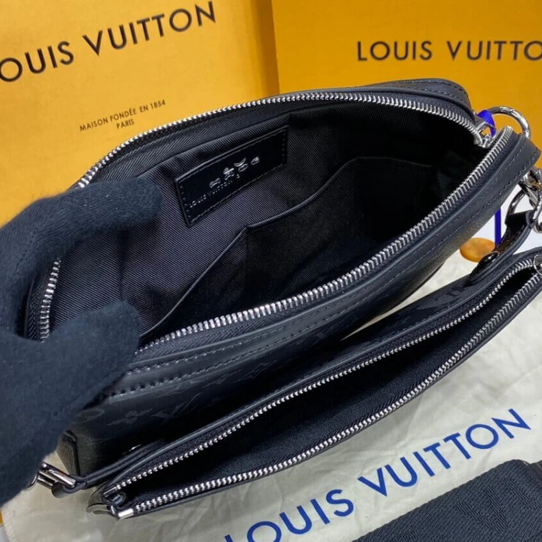 Replica bags Textile l Louis Vuitton Monogram Stripes Black Trio Messenger