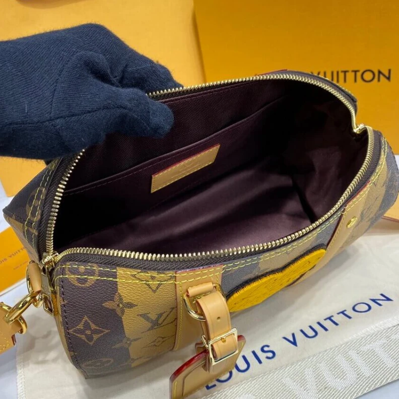 Mythick Cowhidele Louis Vuitton Monogram Stripes Brown City Keepall