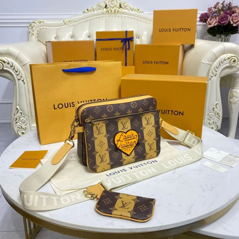 Mythick.ru ® Louis Vuitton Monogram Stripes Brown Trio Messenger