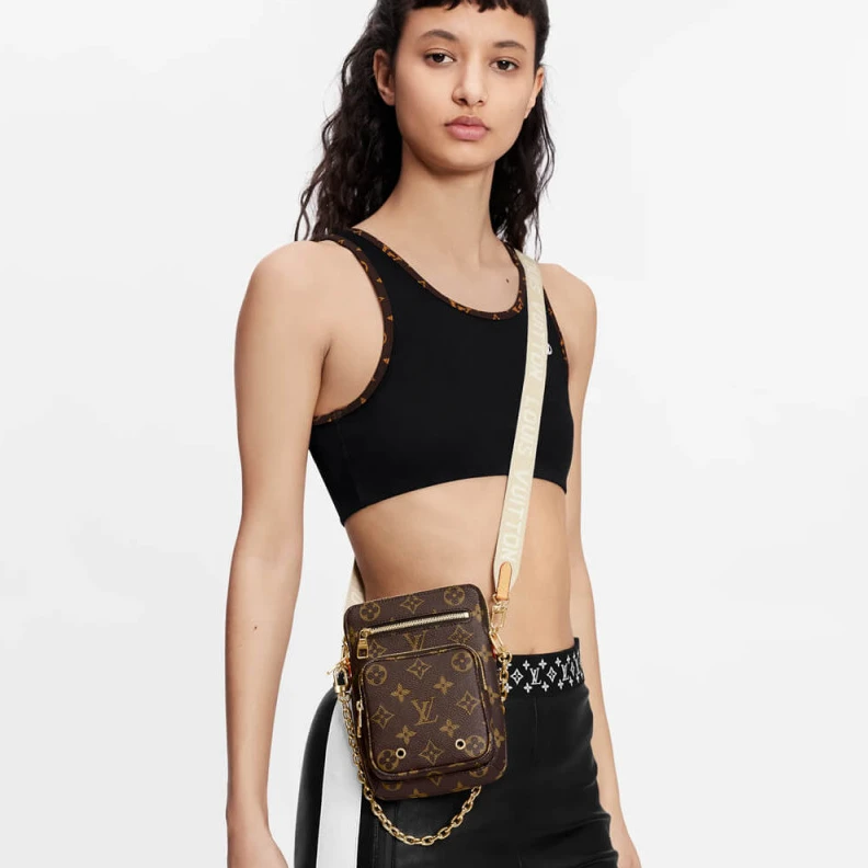 Replica bags Chain: Re Louis Vuitton Monogram Utility Phone Sleeve M80746