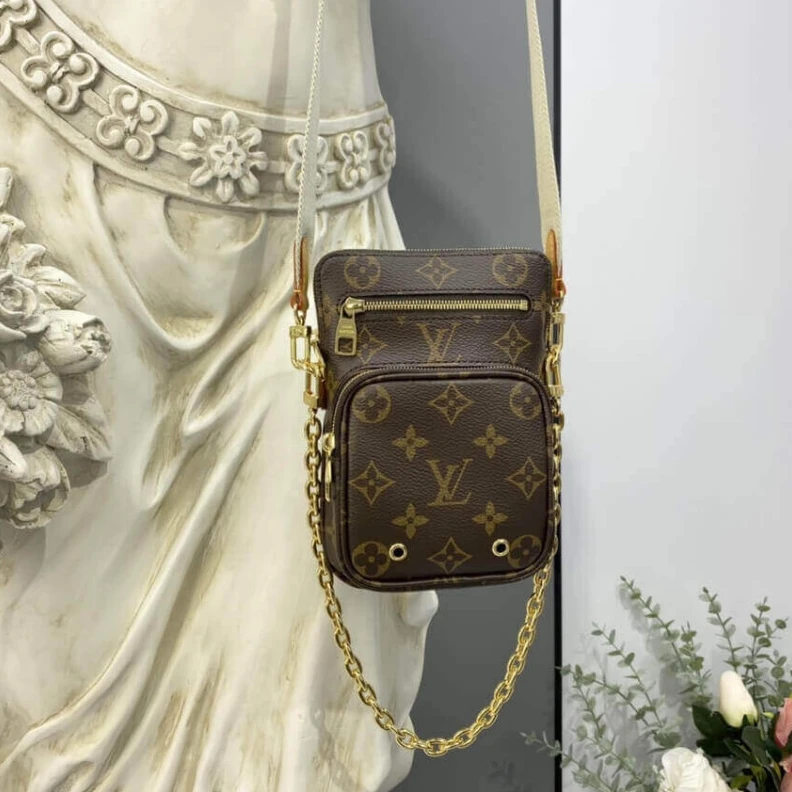 Replica bags Chain: Re Louis Vuitton Monogram Utility Phone Sleeve M80746