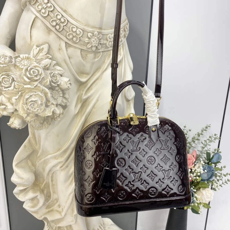 Top lv Out of all Louis Vuitton Monogram Vernis Leather Alma PM Burgundy